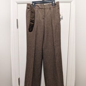 Women's Liz Claiborne Brown Herringbone Wide Leg Fashion / Dress Pants